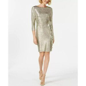 Jessica Howard‎ Metallic Ruffle-Front Sheath Dress Size 12